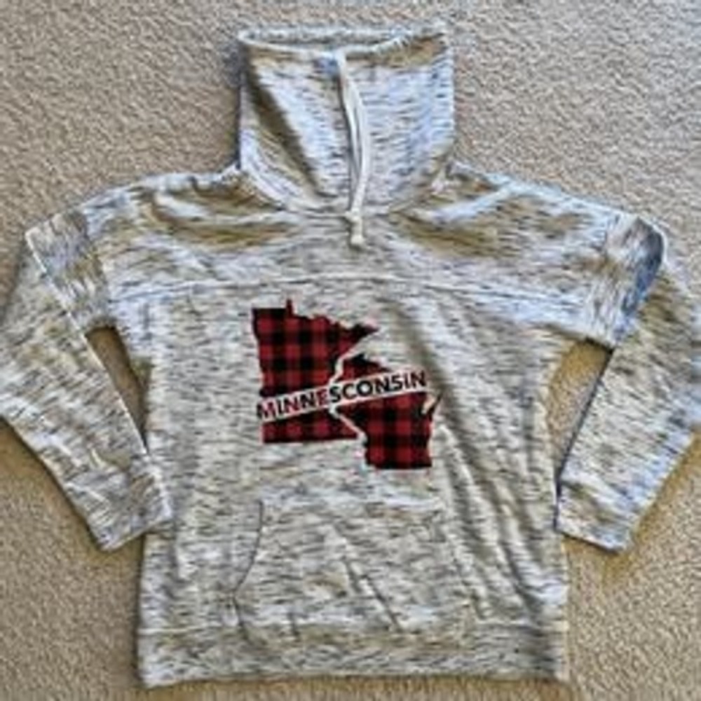 New Cowl-Neck Minnesota Wisconsin Minnesconsin Sweatshirt Women M
